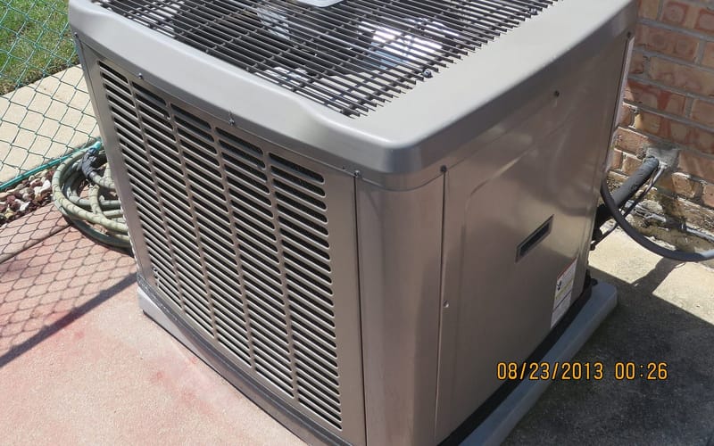 A residential central air conditioning condenser unit