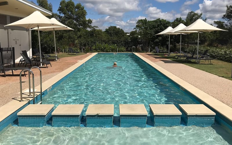 A backyard swimming pool