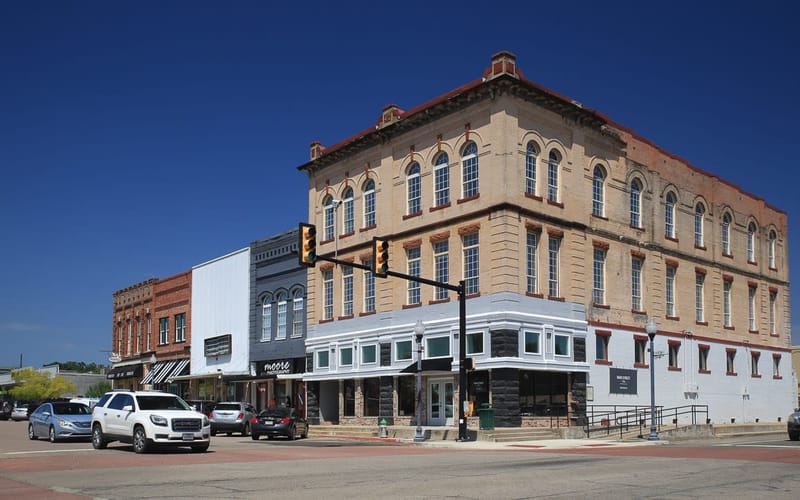 Storefronts in downtown Bonham, Texas